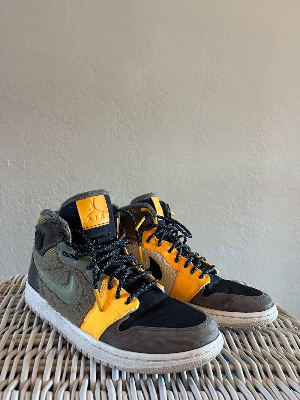 Jordan Women's Sneakers in Yellow, Black & Gray/Brown